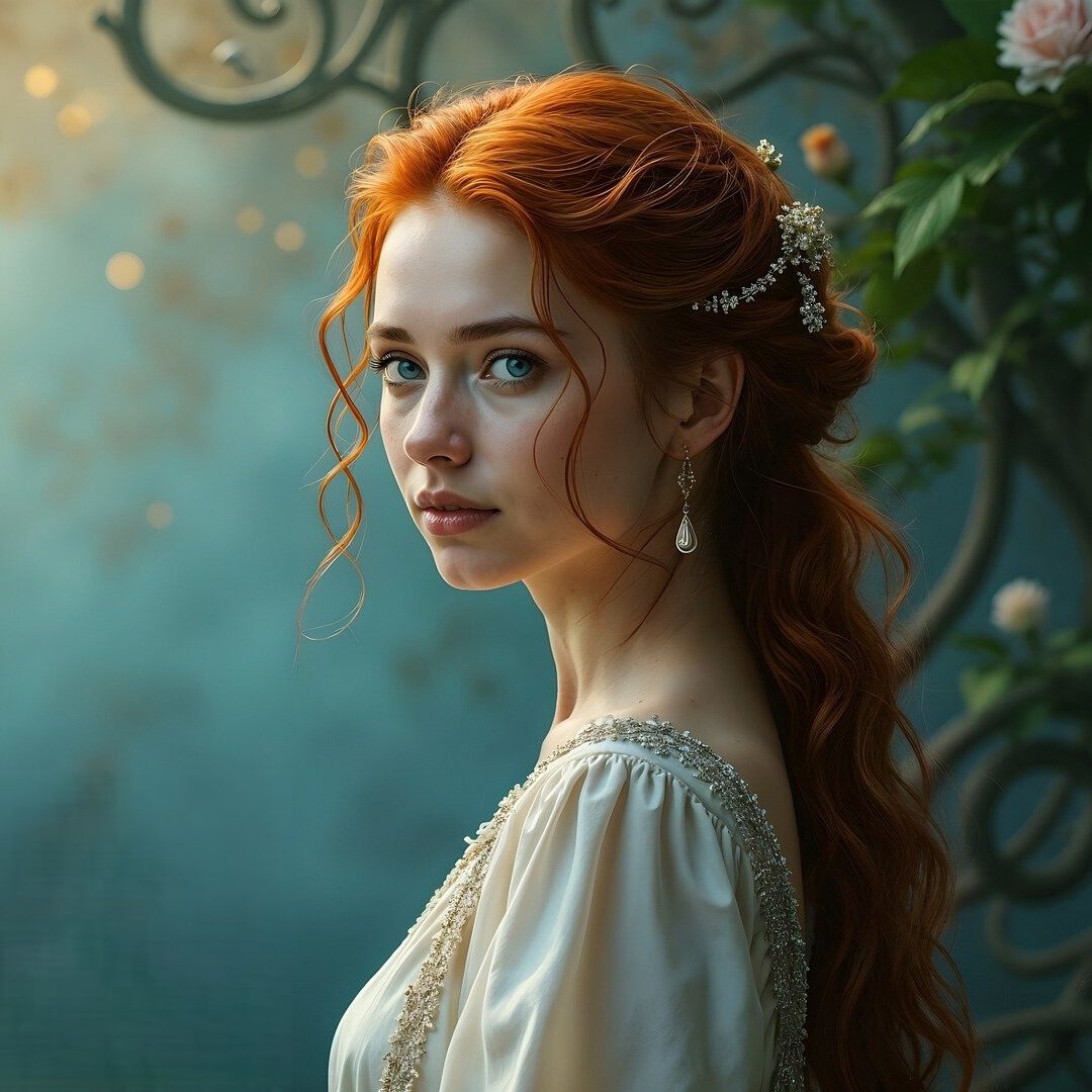 Frau, rote Haare, KI generiert Mystisch